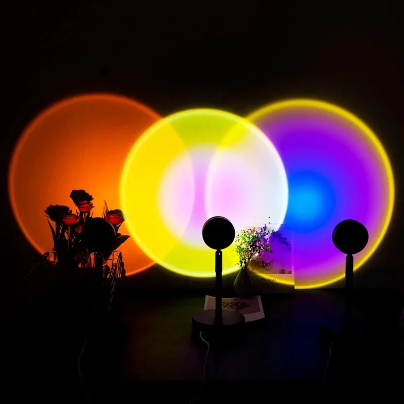 USB Rainbow Sunset Projector LED Night Light: Home Decor Lamp