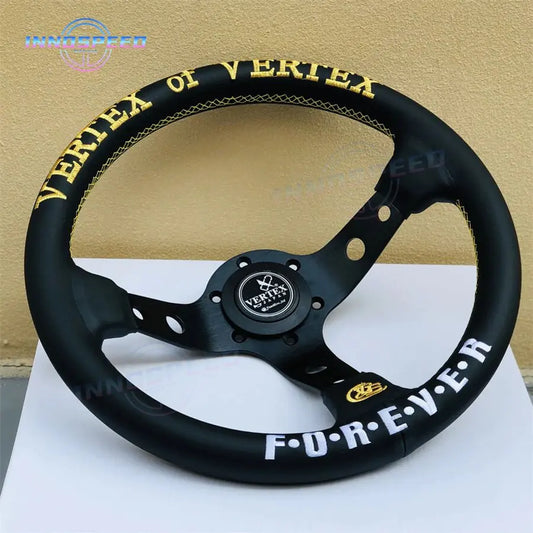 Universal Racing 13inch Vertex Leather Modified Performance Deep Dish Tuning Sport Steering Wheel