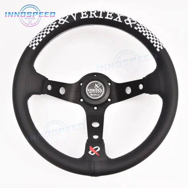 Universal Racing 13inch Vertex Leather Modified Performance Deep Dish Tuning Sport Steering Wheel